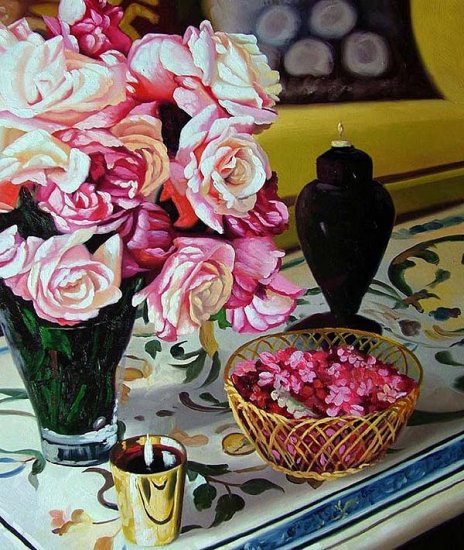 Arrangement of pink Roses 20" x 24" Original Oil