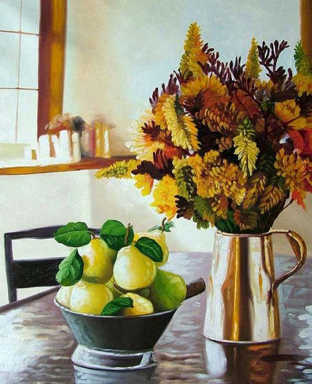 Arrangement with Red Hot Pokers 20" x 24" Original Oil