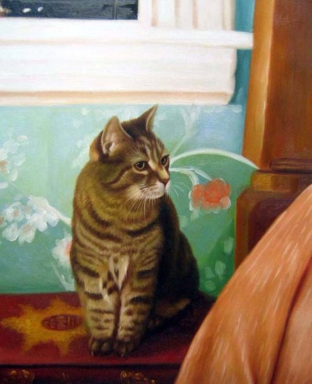 Tabby cat on Book 20" x 24" Original Oil