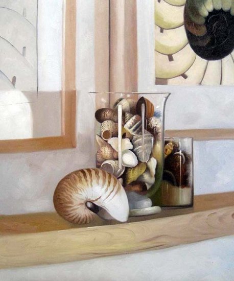 Seashells on mantle 20" x 24" Original Oil