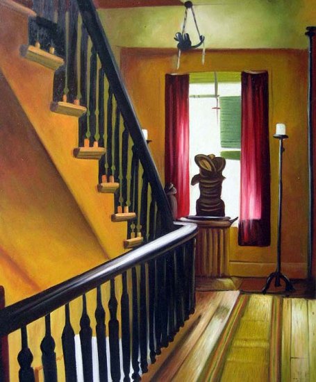 Hallway and stairwell 20" x 24" Original Oil