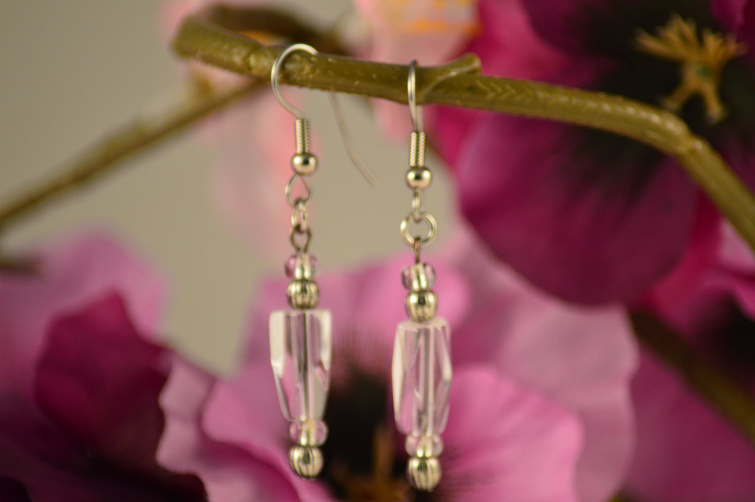 Evelyn- Clear Long Angled Cubed Earring Dangles