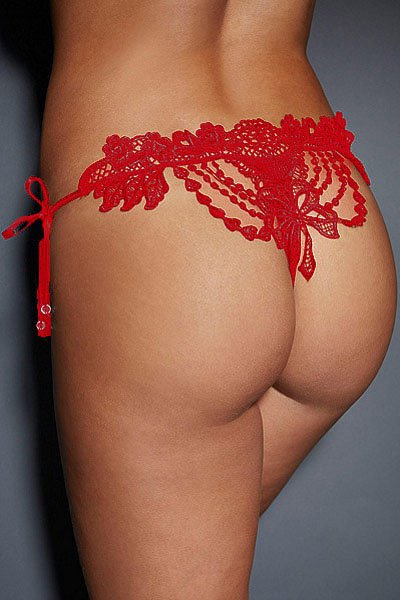 Red Embroidered & Beaded Lady Knicker