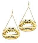 Gold lips drop chain gold fashion earring