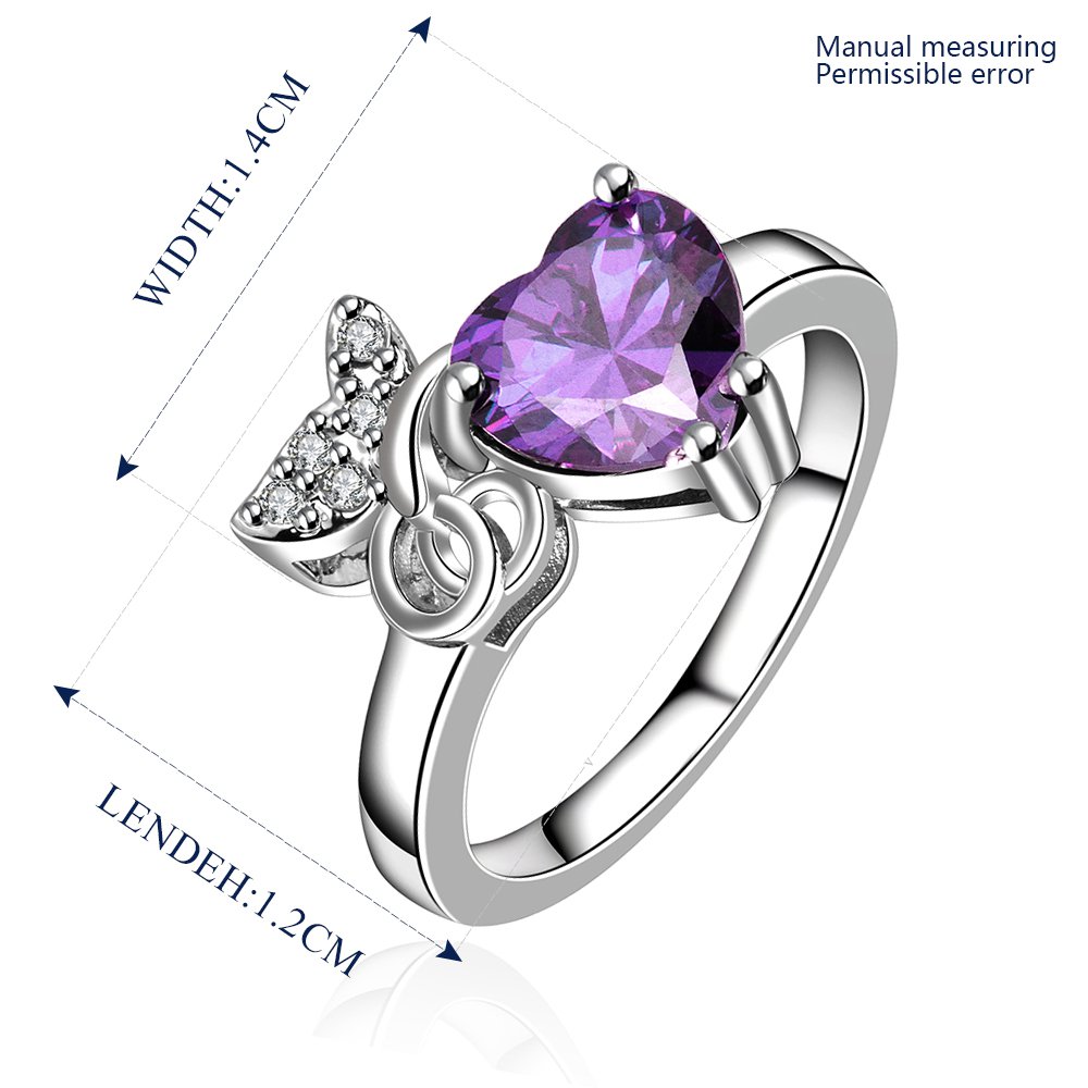 Platinum diamond shaped purple zircon luxury ring R010