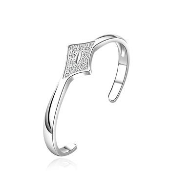 B209 Free shipping 925 silver plated bangle,zircon inlay