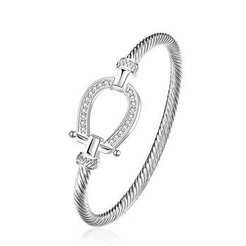 B217 Free shipping 925 silver plated bangle,zircon inlay