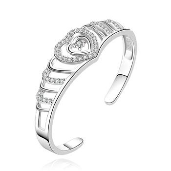 B218 Free shipping 925 silver plated bangle,zircon inlay