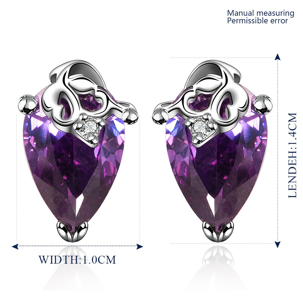 Platinum diamond shaped purple zircon luxury Earrings