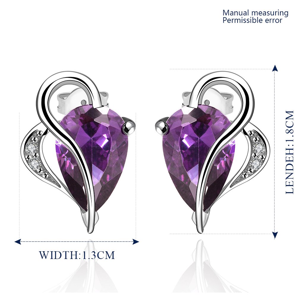 E001 Free shipping Platinum purple zircon luxury Earrings