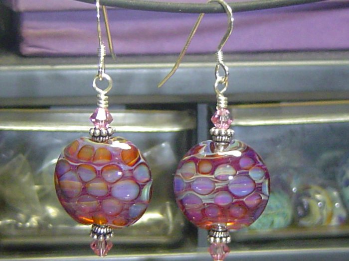 CIRCLES Lampwork Boro Glass Beads Earrings