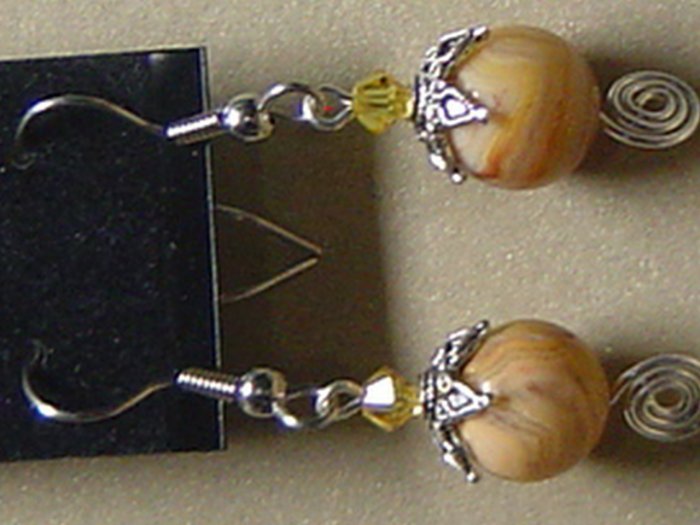 SWAROVSKI CRYSTALS & CRAZYLACE AGATE Gemstones Earrings