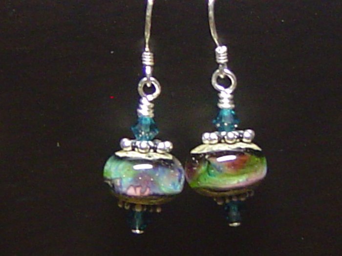 TWILIGHT WAVES Lampwork Glass Beads Earrings - KM