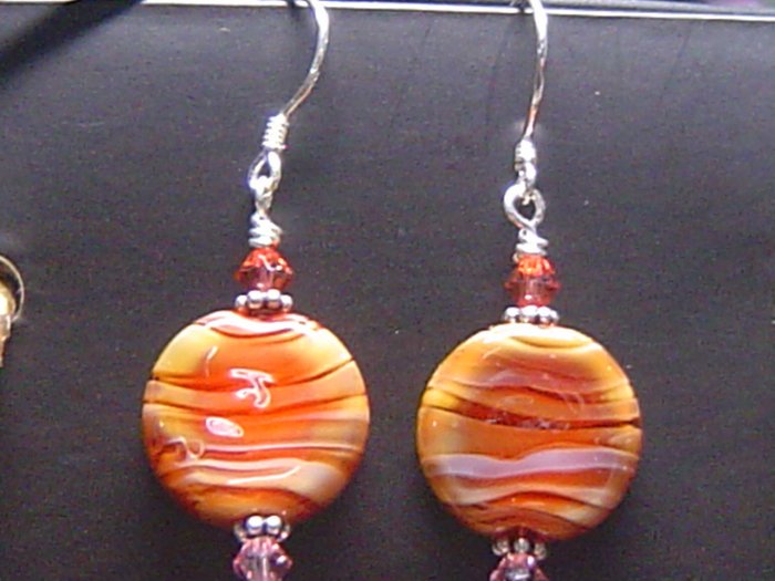 HOT DESERT Lampwork Lozenges Glass Beads Earrings - KM