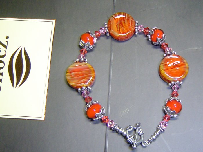 HOT DESERT Lampwork Lozenges Glass Beads Bracelet - KM