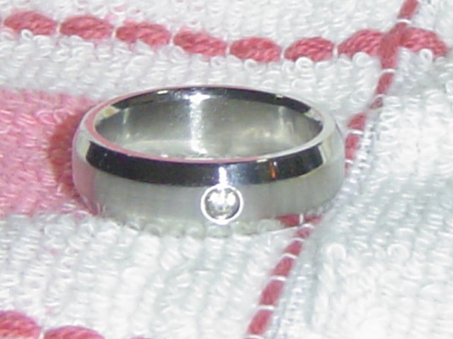 Stainless Steel Ring with Crystal