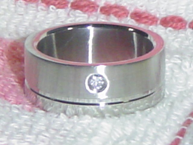 Stainless Steel Ring with Cubic Zirconia Gemstones