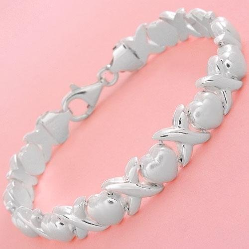 Hearts & Cross Sterling Silver Bracelet