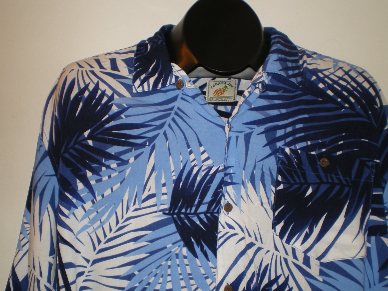 Cabana Joe Mens Button Front Shirt Size LARGE Blue Rayon