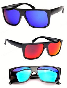 FLAT-TOP Retro black to the future sunglasses mirrored lens 80s crazy stylish