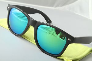 Matte Black Sunglasses With Green mirrored lenses retro 80s vintage style