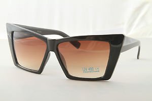 Retro Black Crazy Cat eyes sunglasses women's unique designer shades gradient