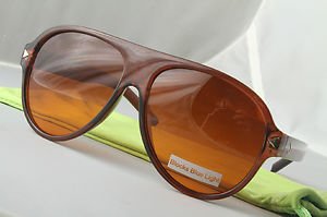 Small sized Brown Retro smooth operator aviator sunglasses Blue-Blocker hangover