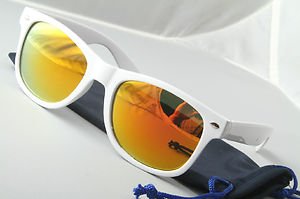 Retro 80s eighties throwback sunglasses White frame mirrored lens vintage style