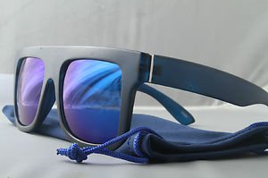 Blue/Blue Funky Matte Flat Top crazy 80s mirrored sunglasses retro style
