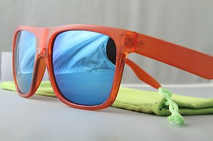 Crystal Orange FLAT-TOP Retro 80s throwback sunglasses mirrored lens stylish