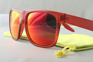 Crystal Red FLAT-TOP Retro 80s throwback sunglasses mirrored lens stylish