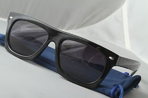 Retro Gloss Black FLAT-TOP thick frame dope Sunglasses gradient lenses w/POUCH
