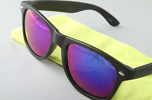 Matte Black Sunglasses With Purple mirrored lenses retro 80s vintage style