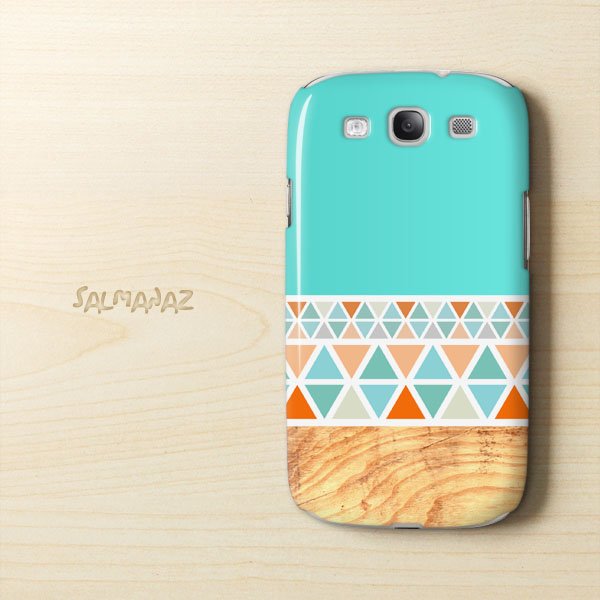 Geometric Wood Samsung Galaxy S3 I9300 3D Case, Geometric Mint Galaxy S3 I9300 3D Cover