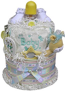 2-Tier Neutral, Boy or Girl Diaper Cake