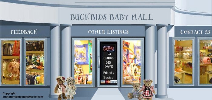 Web Site or Auction Template Baby Clothes & Toys Mall Header Logo & Custom Links
