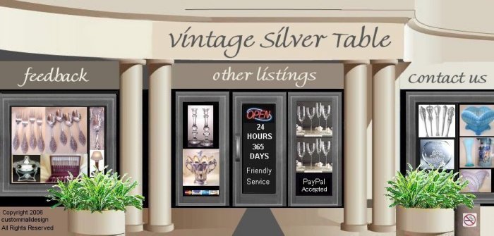 China Dinnerware Silverware Mall Auction Template or Website Web Site Header With Your Custom Links