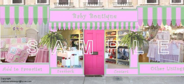 Kids Baby Clothes Auction Template Web Site Header Logo Boutique Your Custom Links