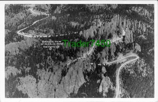 RPPC-Birdseye View of Needles Road-Black Hills-SD-c1935