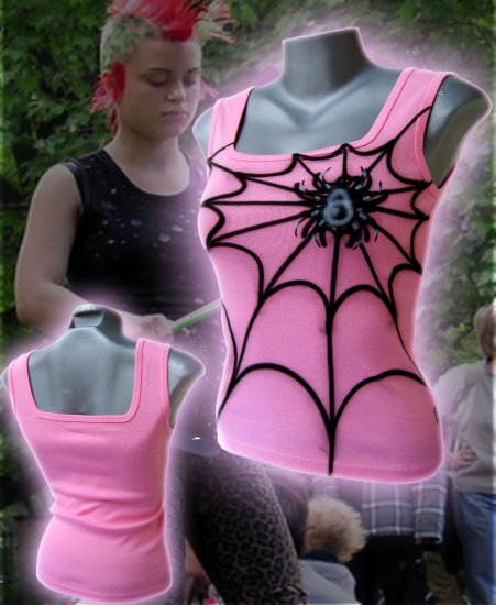 Spiderweb Punk Tank Top Pink