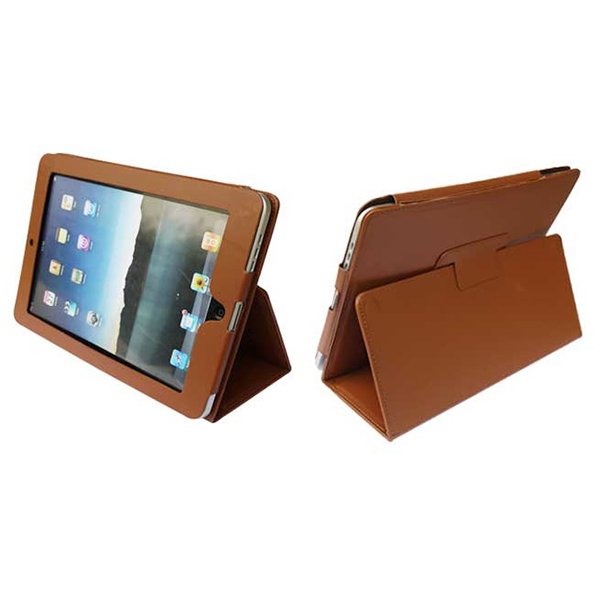 Brown Colour Synthetic Leather Skin Case Cover Pouch Protector Kickstand For Apple iPad 1 1st