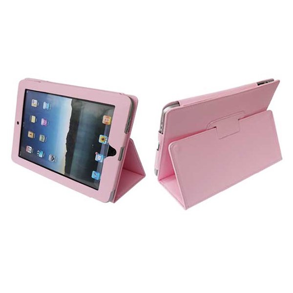 Pink Colour Synthetic Leather Skin Case Cover Pouch Protector Kickstand For Apple iPad 1 1st