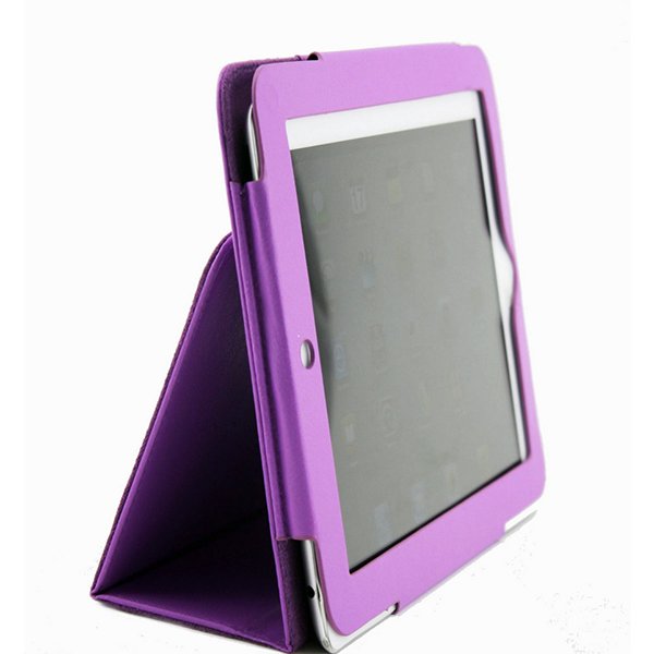 Purple Colour Synthetic Leather Skin Case Cover Pouch Protector Kickstand For Apple iPad 1 1st