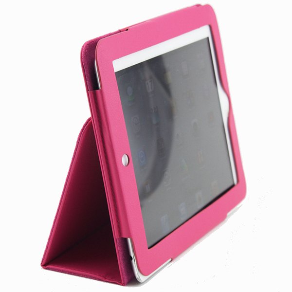 Purple Pink Colour Synthetic Leather Skin Case Cover Pouch Protector Kickstand For Apple iPad 1 1st