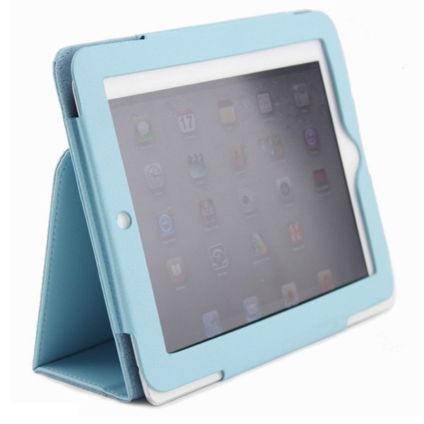 Sky Blue Colour Synthetic Leather Skin Case Cover Pouch Protector Kickstand For Apple iPad 1 1st