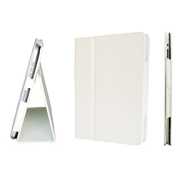 White Colour Synthetic Leather Skin Case Cover Pouch Protector Kickstand For Apple iPad 1 1st