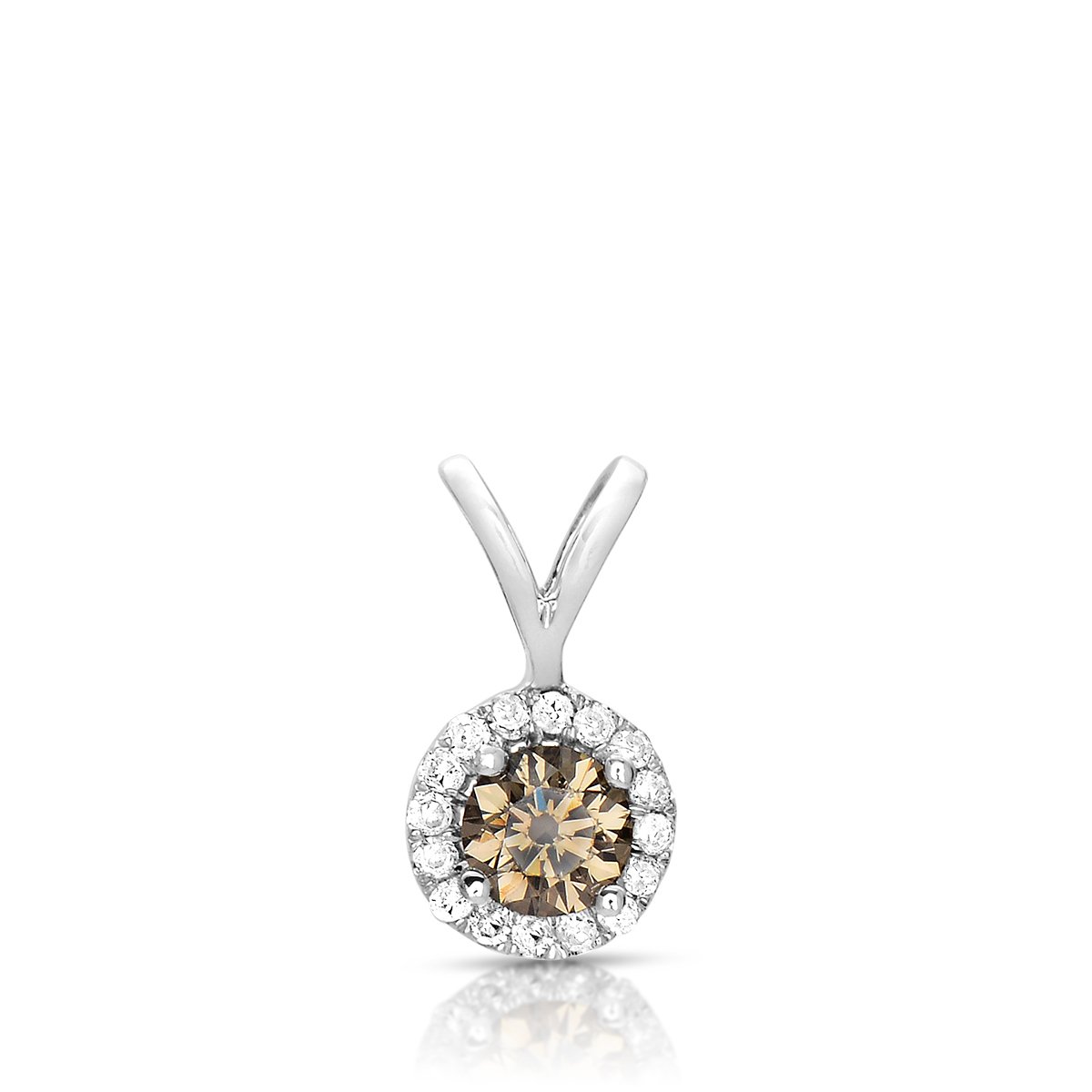 0.25 ct Chocolate Brown Diamond Halo 14k White Gold Pendant Necklace Set (K1295-025WBR)