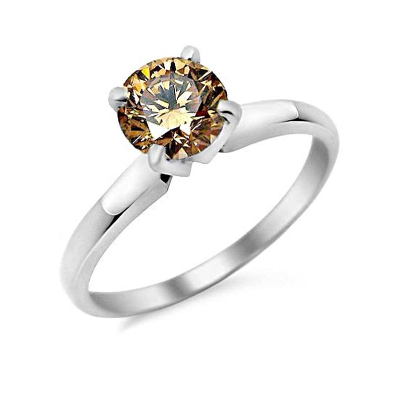 1 ct Chocolate Brown Diamond Solitaire 14k White Gold Engagement Ring SALE (TSR100WBR-PROMO)