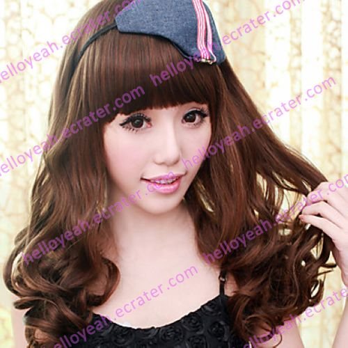 Brown Gal Gradient Color 60cm School Lolita Long Curly Lace Wig