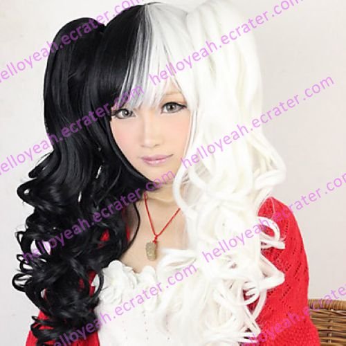 Lolita Curly Wig Inspired by Black and White Mixed Color Ponytail 70cm Punk